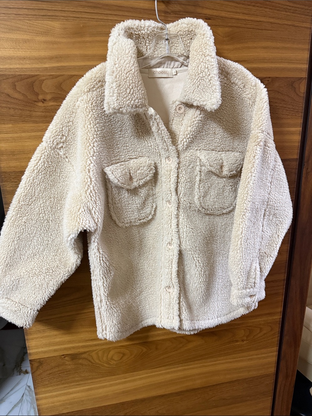 Cozy Cream Teddy Sherpa Jacket with Button Front